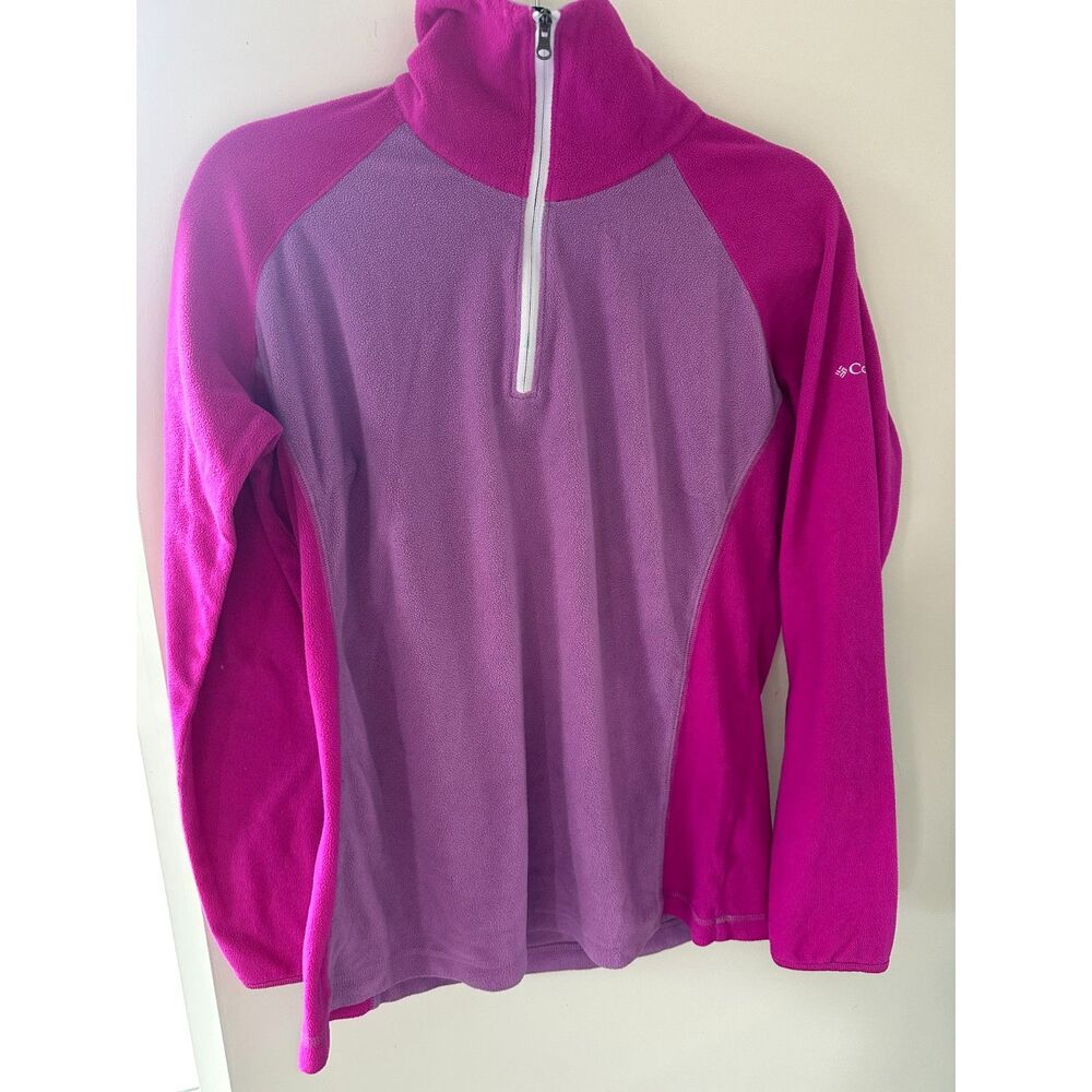 Columbia Women’s Large Pink Purple Colorblock 1/4 Zip Fleece Pullover Jacket